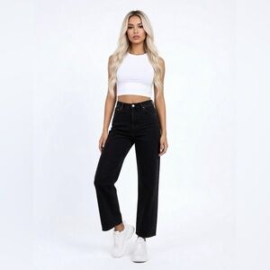 AGOLDE Black Straight Leg Jeans High Rise Cropped 29 Minimal Chic